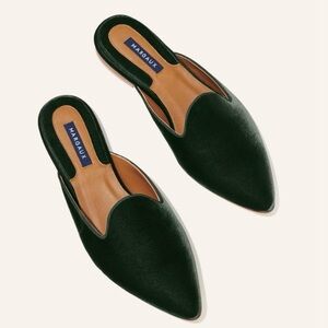 Margaux Forest Green Velvet Flats
